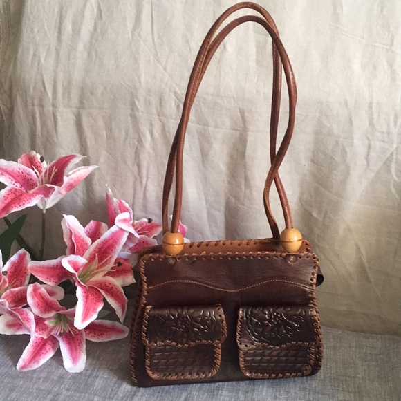 Rising Sun authentic tooled leather handbag - Picture 3 of 8